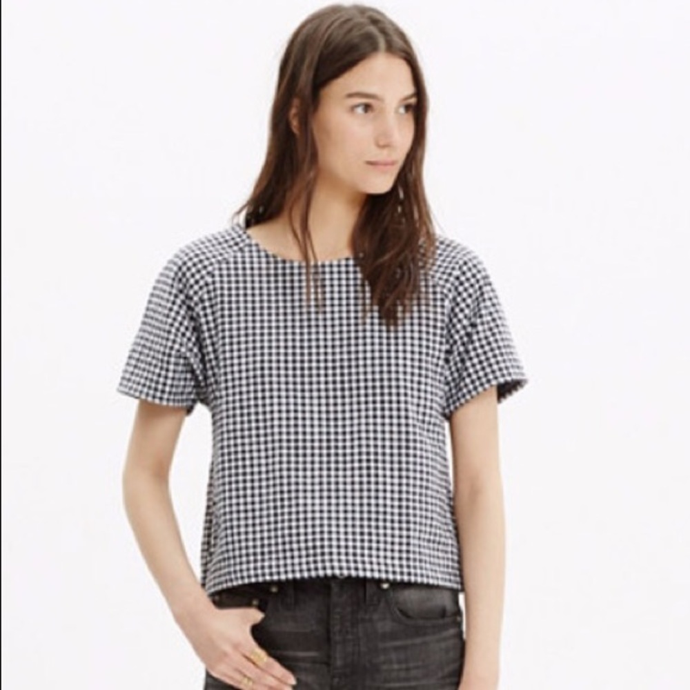 Madewell Raglan Gingham Crop Top